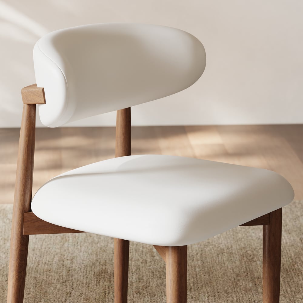 Modern PU Leather Dining Chair with Rubber Wood Legs window image