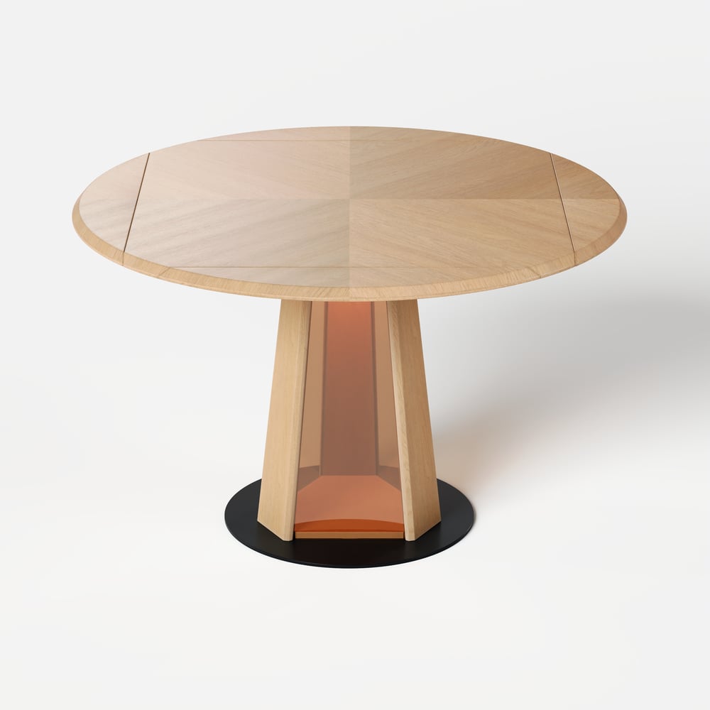 36"-47" Solid Natural Wood Extendable Dining Table with Light window image