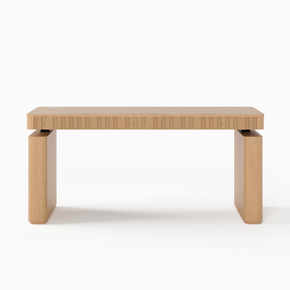 Aura 160 cm Natural Fluted Electric Adjustable Standing Desk window image