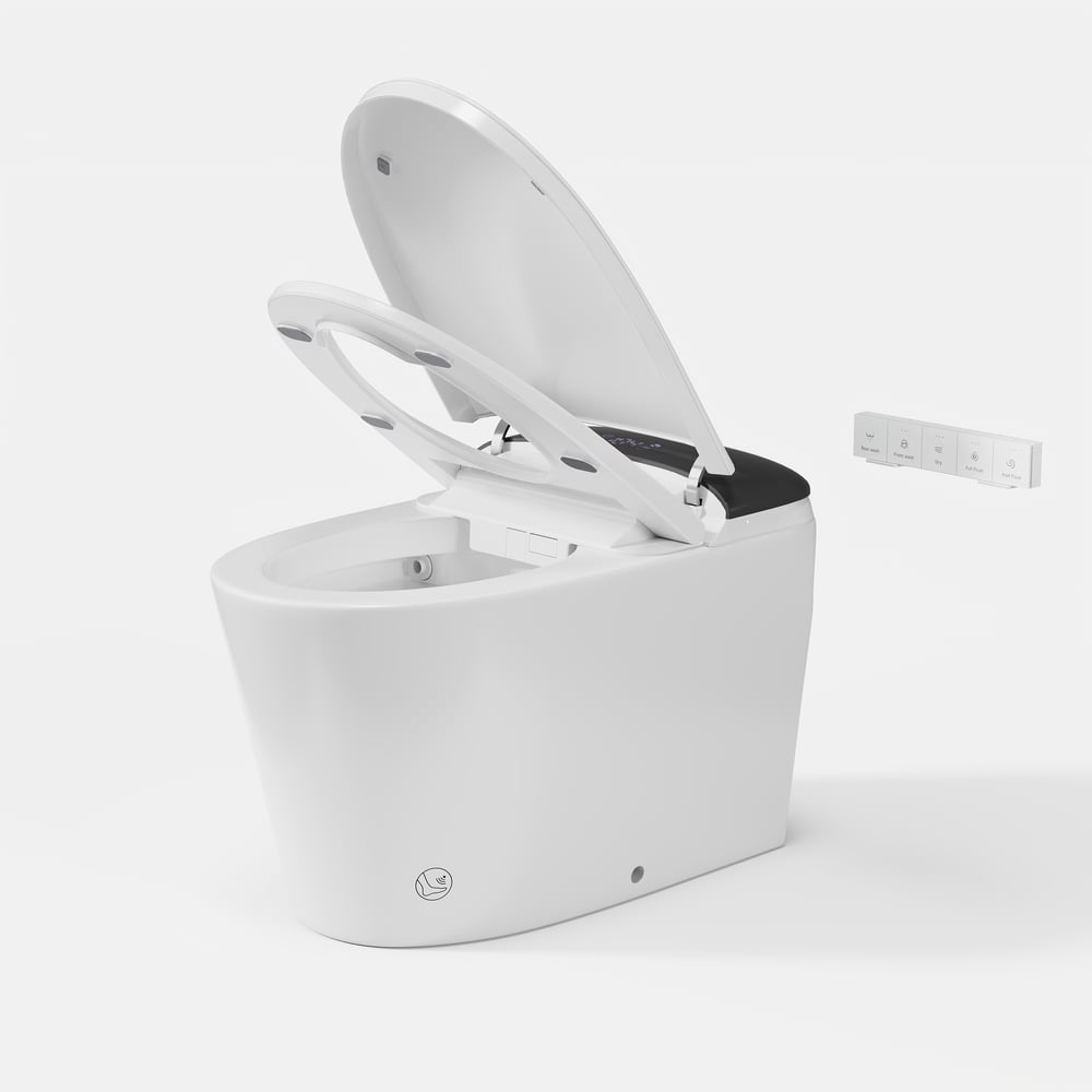Smart Bidet Toilet with Built-in Tank, Foam Shield, ADA Seat Height, Auto-Open Lid window image