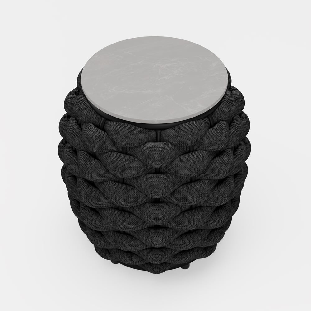 Cocaro Outdoor Rope-Woven Side Table with Storage & Slate Top in Dark Gray window image