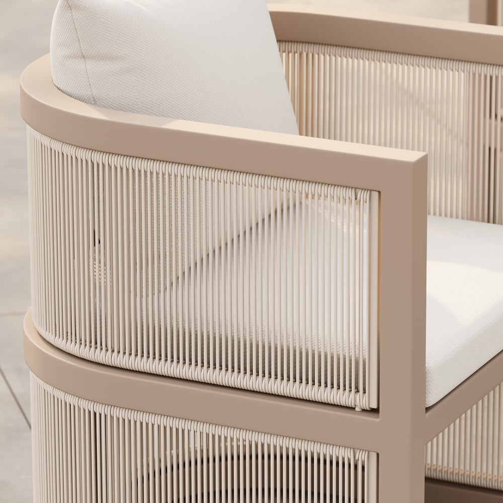 Wevara 9-Piece Outdoor Rope Weave Dining Set with 8 Chairs in Sand window image