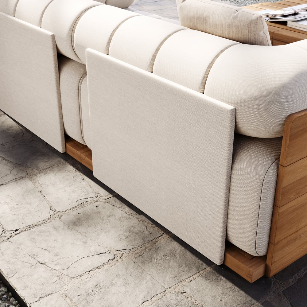 Resaro Teak Wood Deep-Seat 2-Seater Outdoor Sofa Warm White window image