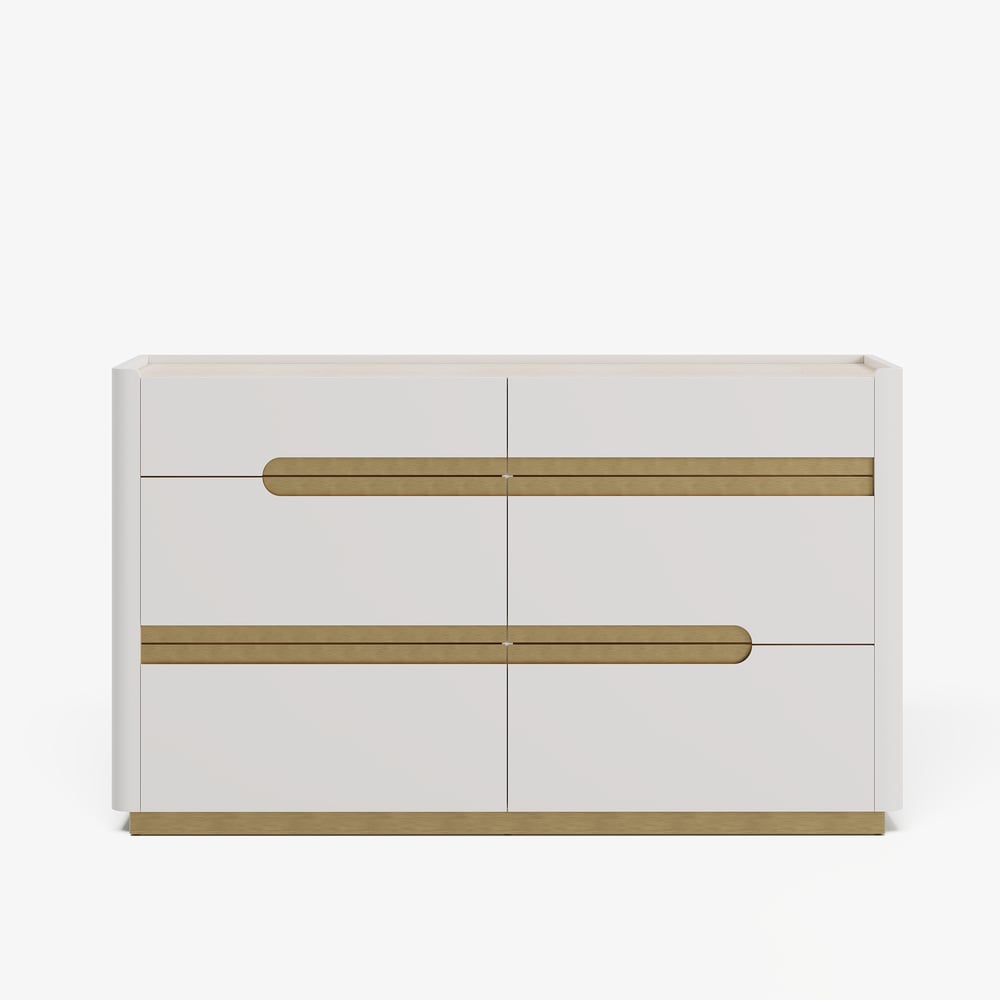 Horva 47" Faux Travertine Sintered Stone 6-Drawer Dresser window image