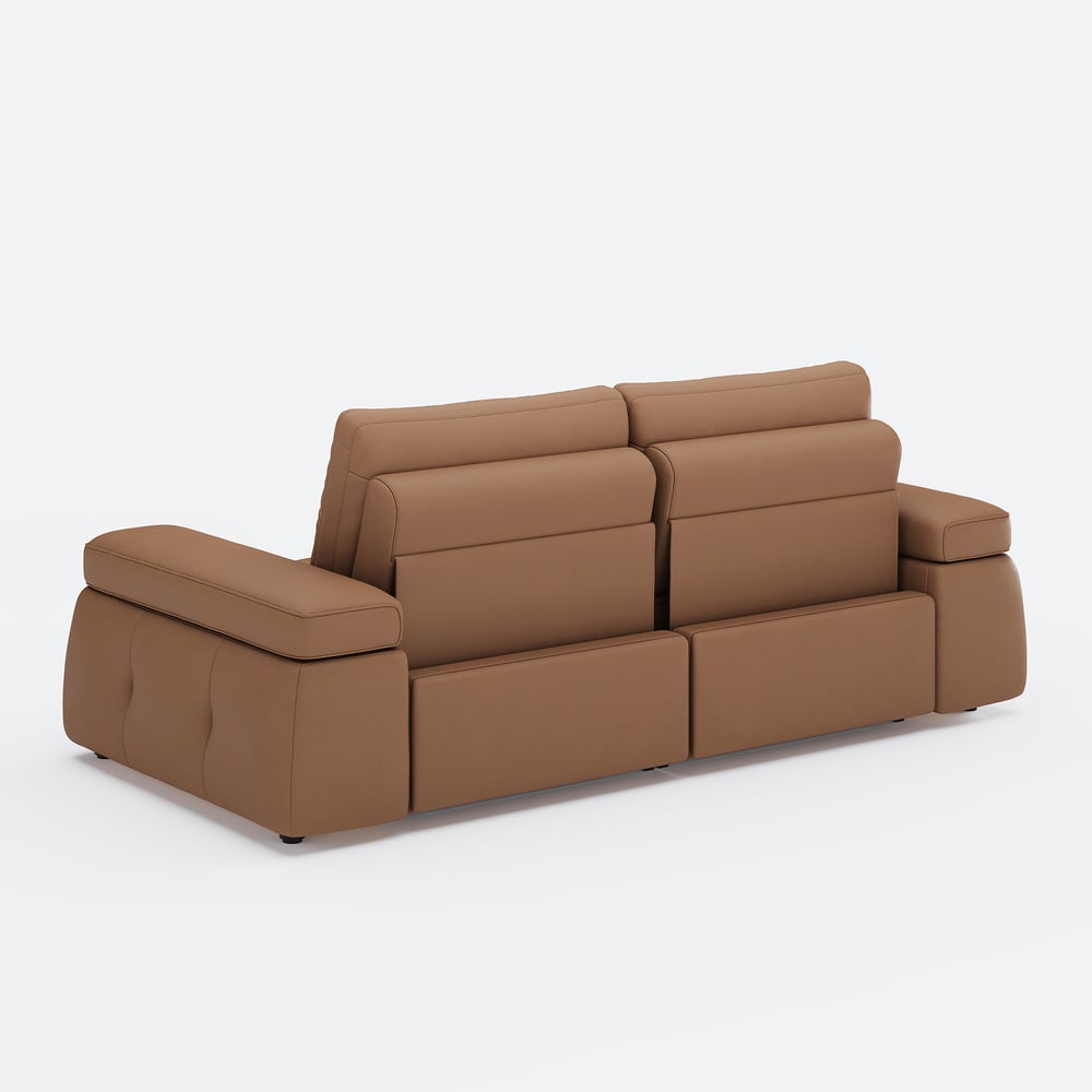 95" 2-Seater Genuine Leather Power Convertible Sleeper Sofa with adjustable armrests window image
