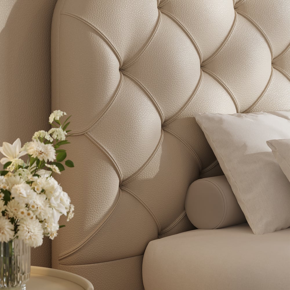 King Genuine Leather Wide Tufted Bedroom Set window image