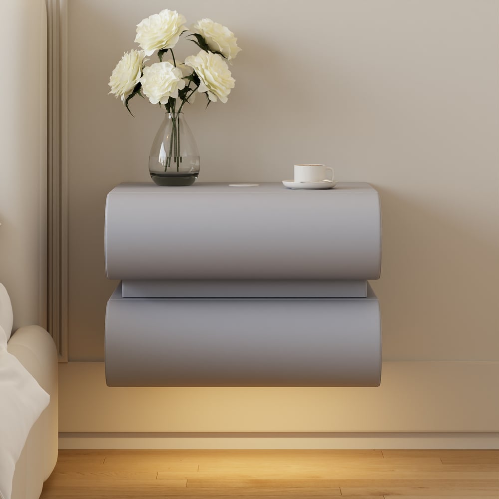 Humply Leather Floating Smart Nightstand with 2 Drawers window image