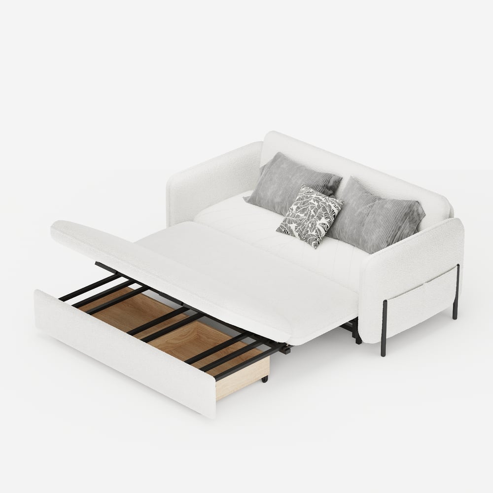 Sofá cama convertible de bouclé de 2 plazas 172 cm Imagen de ventana