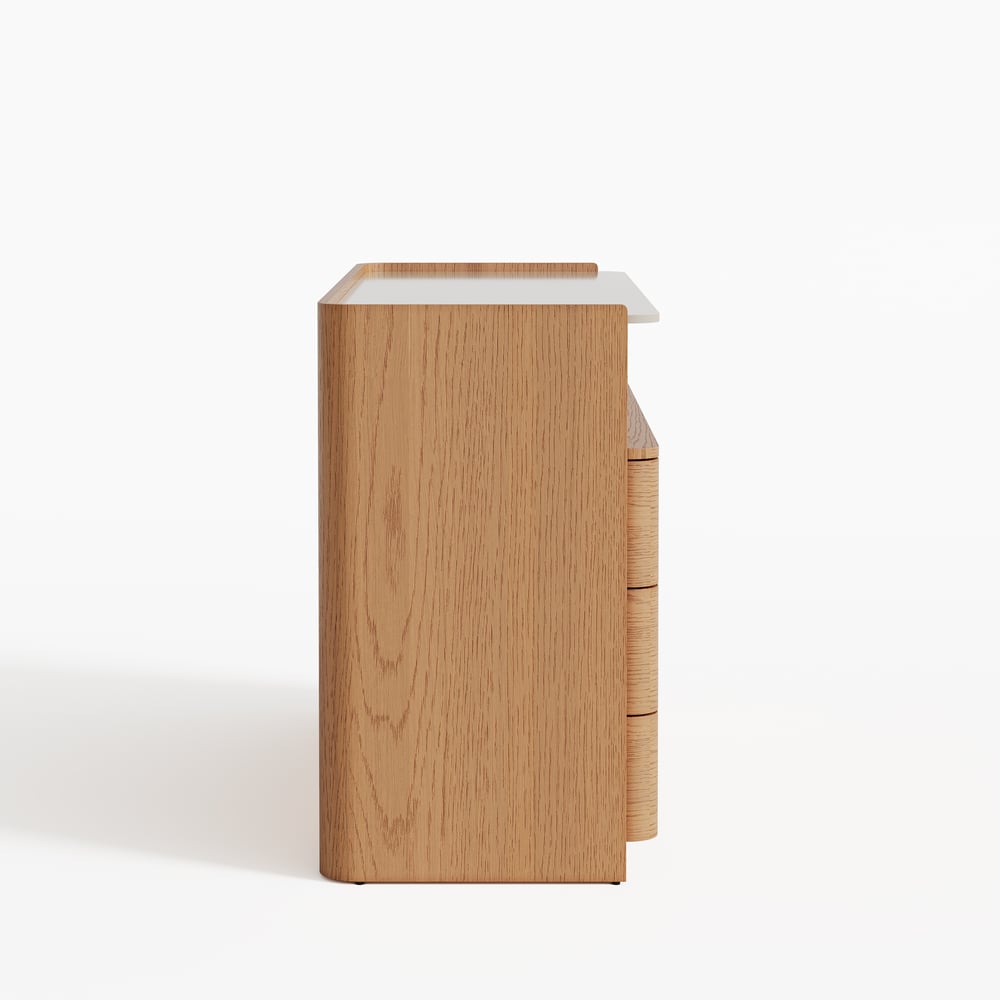 Commode moderne de 47 pouces à 6 tiroirs avec étagère et plateau en pierre frittée image de fenêtre