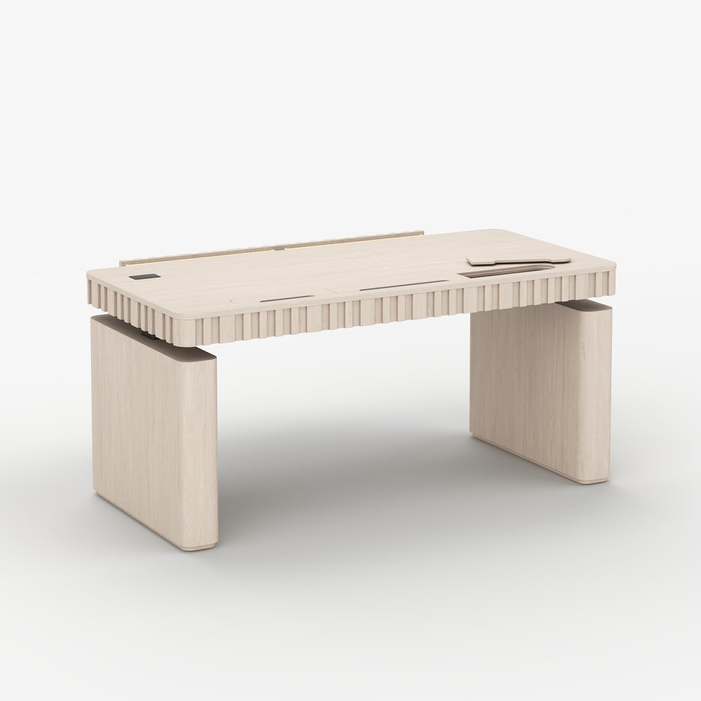 Aura 160 cm Whitewash Fluted Electric Adjustable Standing Desk window image