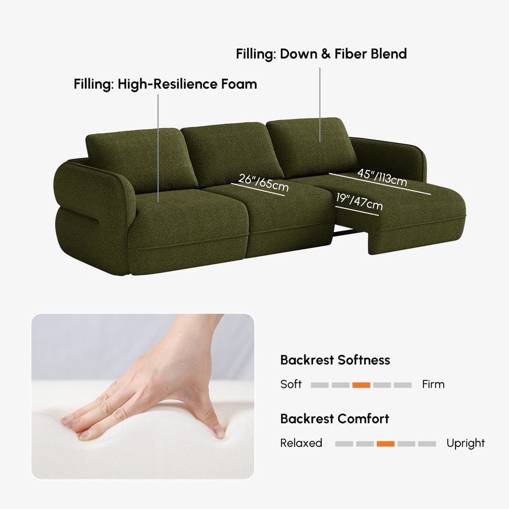 Modern 304cm 3-Seater Chenille Power Convertible Sleeper Sofa with Remote Control window image