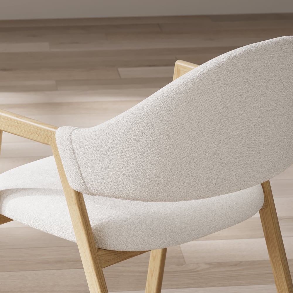Modern Warm White Boucle Dining Chair with Upholstered, 2 Pieces window image