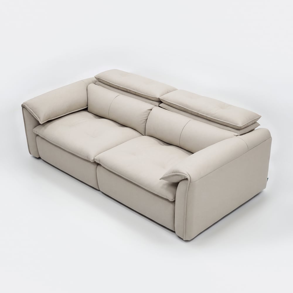 87" 2-Seater Genuine Leather Power Convertible Sleeper Sofa with Adjustable Headrests window image