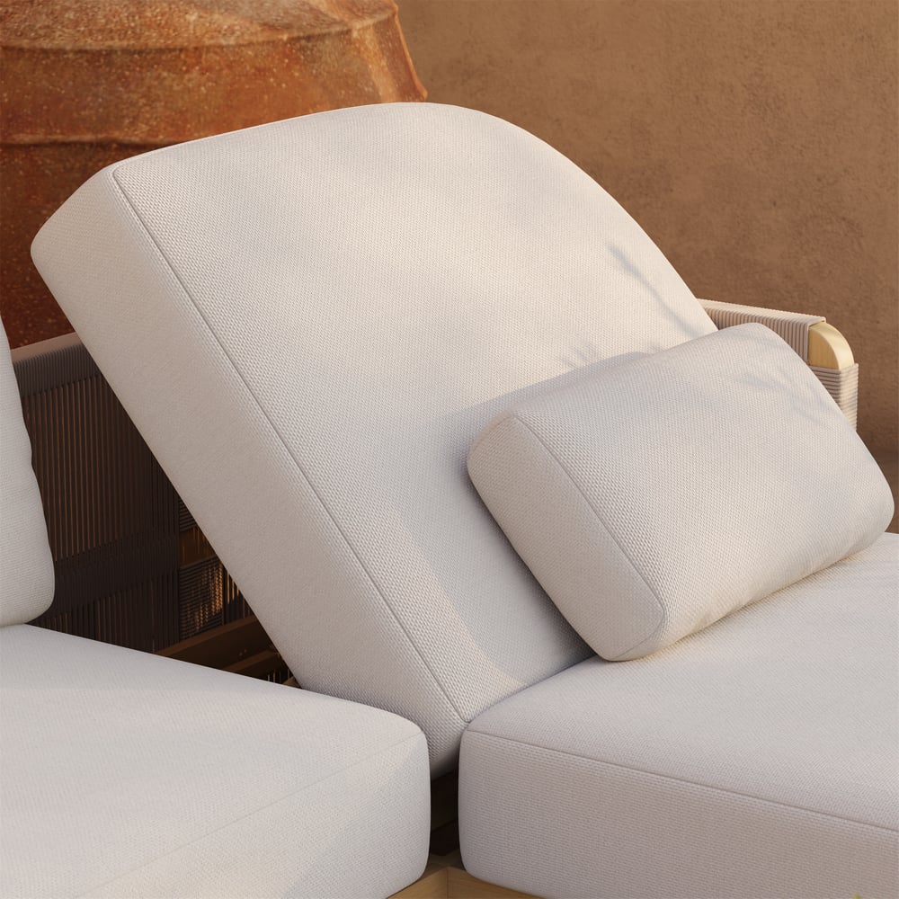 Costra Handwoven Rope Adjustable Outdoor Chaise Sofa Set in Ivory window image
