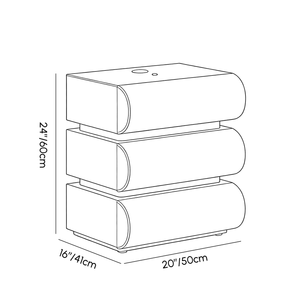 Humply Leather 3-Drawer Smart LED Nightstand weights dimensions image
