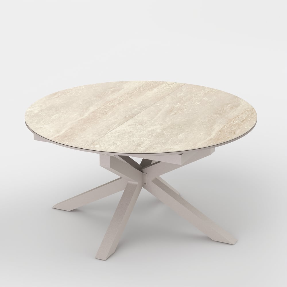 Outdoor Aluminum & Sintered Stone Extendable Dining Table in Sand window image