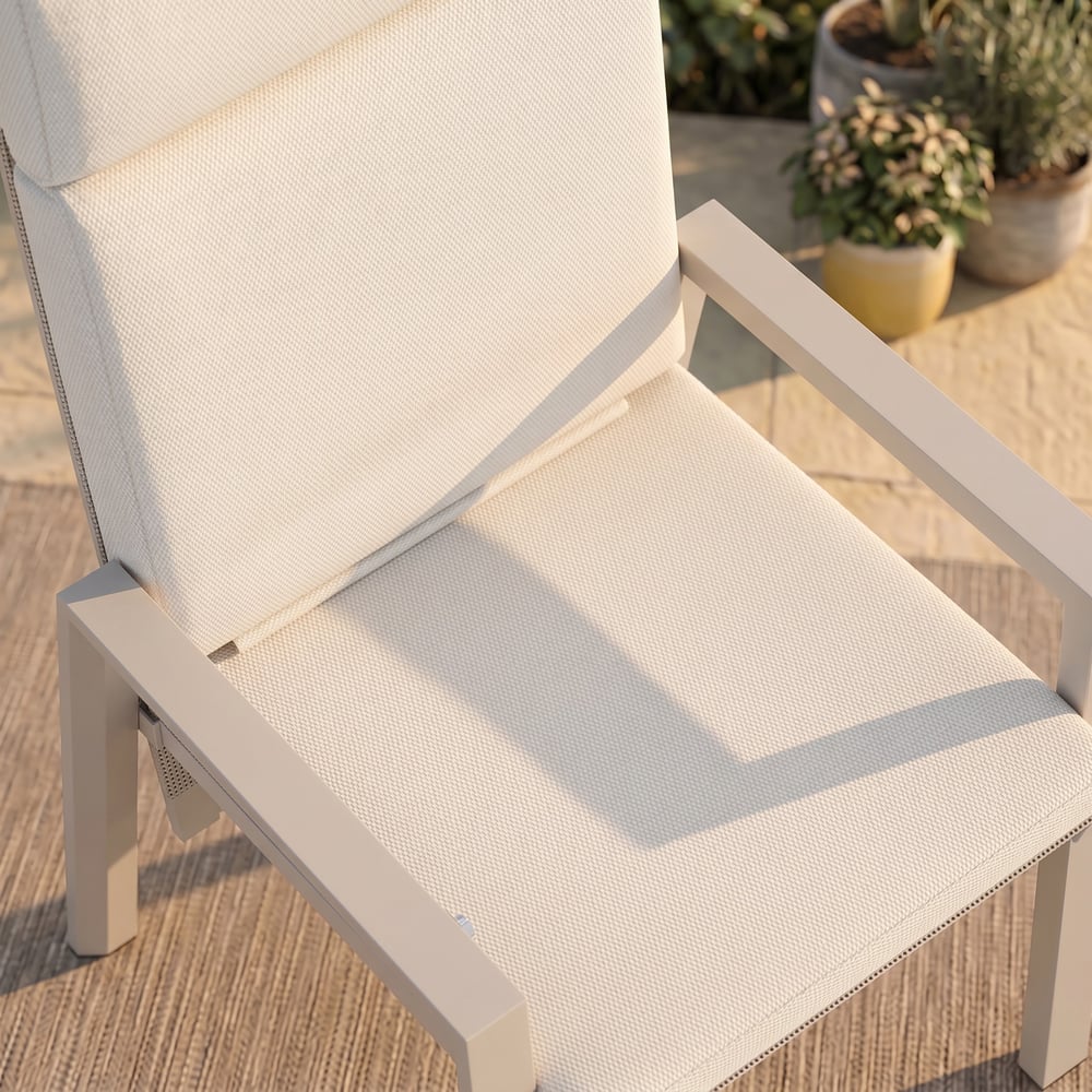 Outdoor Aluminium Reclining Dining Chairs in Sand, Set of 2 window image