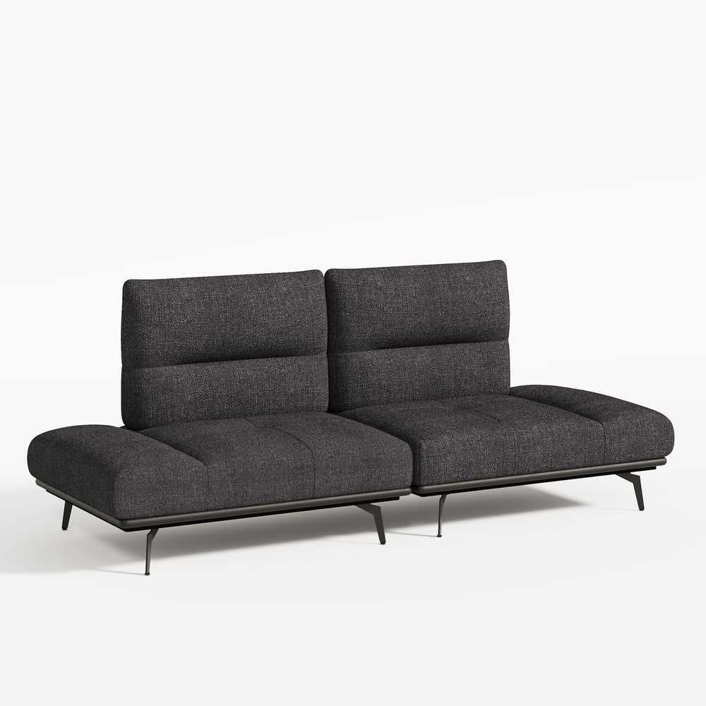 2-Piece Yarn-Dyed Fabric and Faux Leather Reclining Sectional Sofa window image