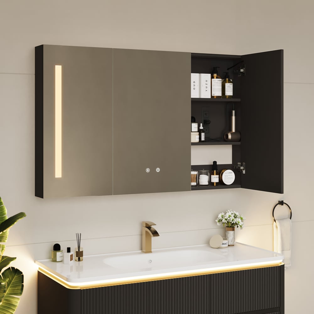 47" Modern Wall-mounted LED Bathroom Medicine Cabinet Vanity Mirror with Storage window image