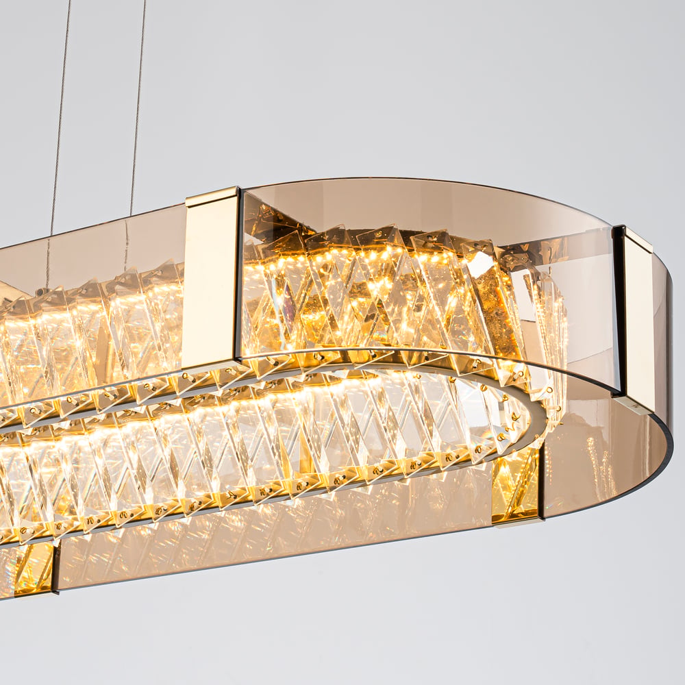 Linear Crystal Kitchen Island Pendant Light with Remote, 3-CCT Dimmable LED window image