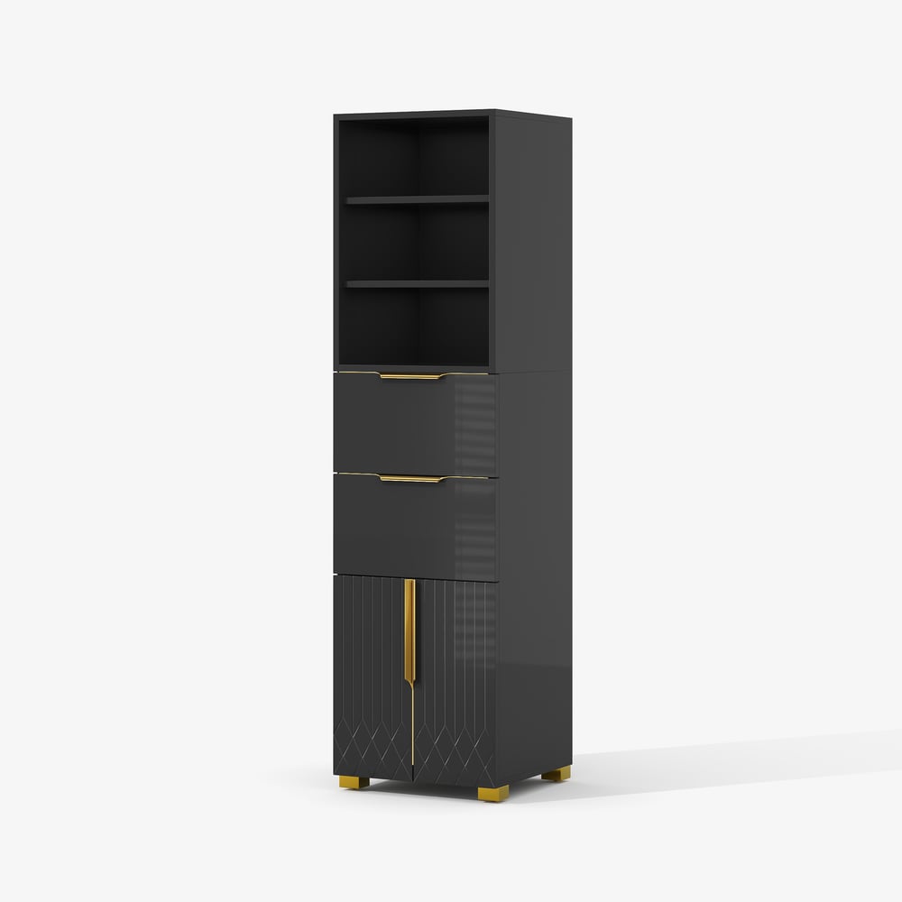 Aro 149cm Bathroom Storage Cabinet Freestanding Linen Tower with Shelves Drawers & Doors window image