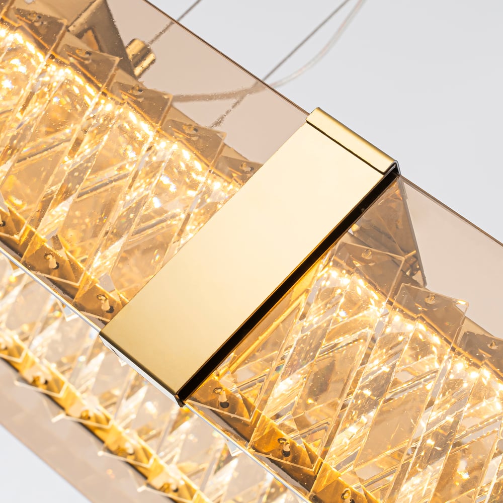 Linear Crystal Kitchen Island Light, Warm White Dimmable LED window image
