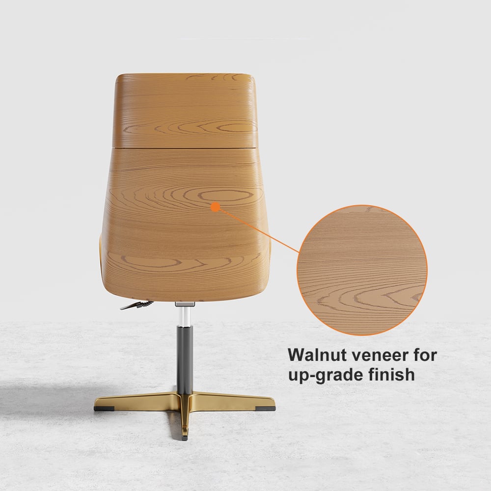 Matte Black Curved Wooden Office Desk & Adjustable Swivel Executive Chair in Black window image