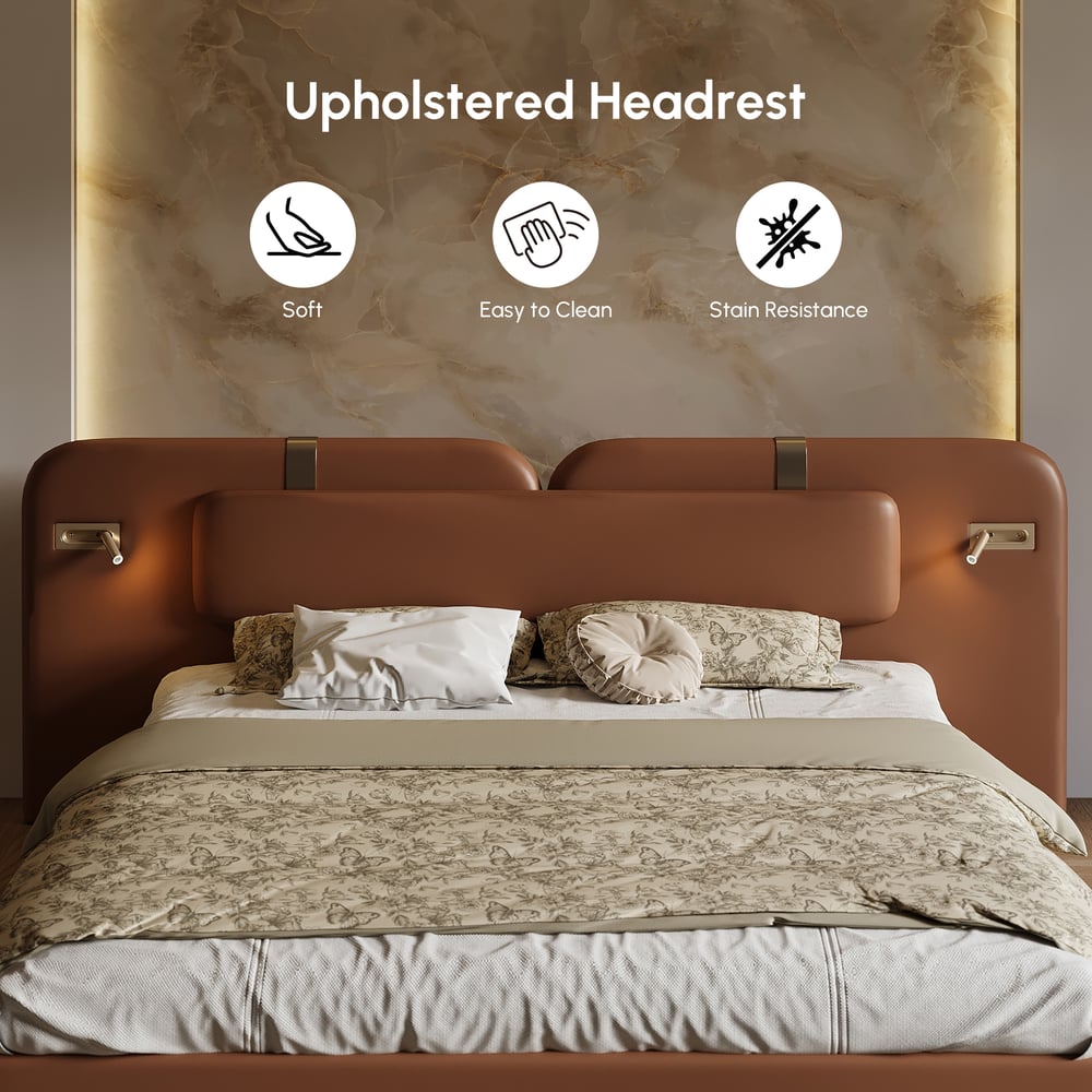 Horva King Faux Leather Platform Bed window image