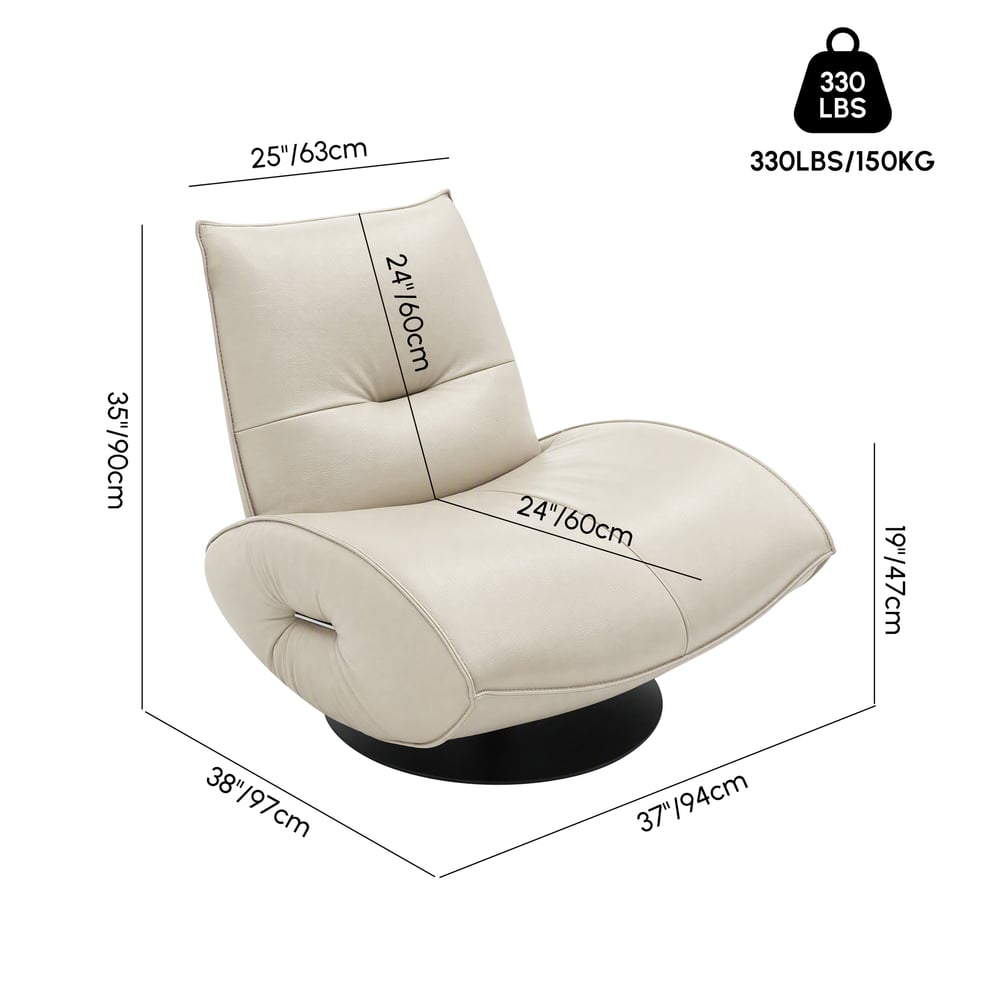 Genuine Leather 360° Swivel Accent Chair weights dimensions image