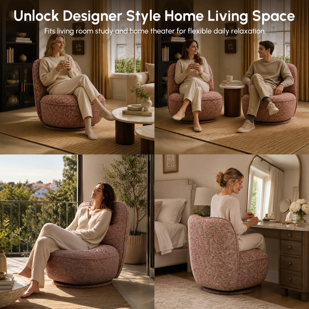 Performance Linen Swivel Slipper Accent Chair window image