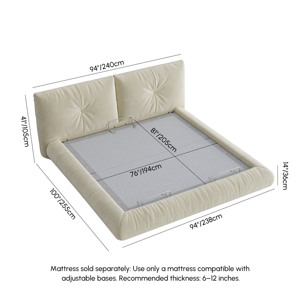 Performance Chenille Smart Bed Set with Adjustable Base, Massage & Zero Gravity. weights dimensions image