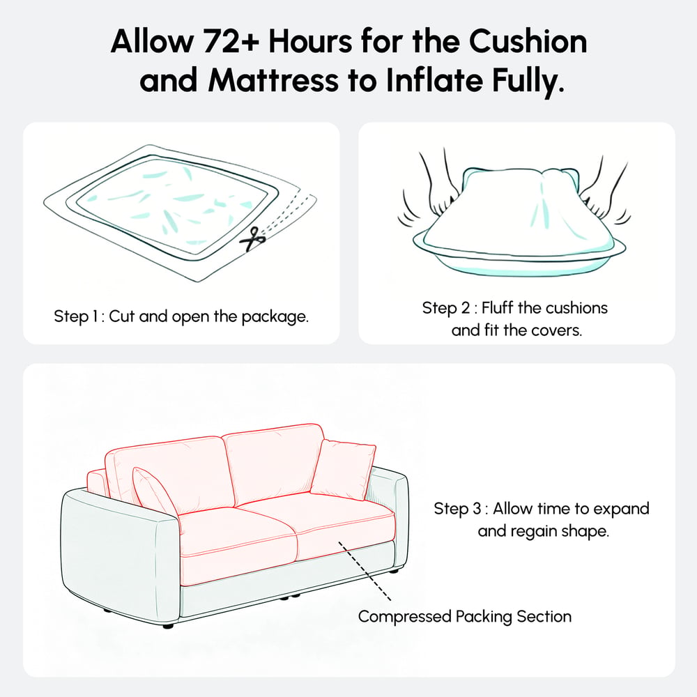 80" Queen 3-Seater Chenille Fold-Down Sleeper Sofa with Removable Cover window image