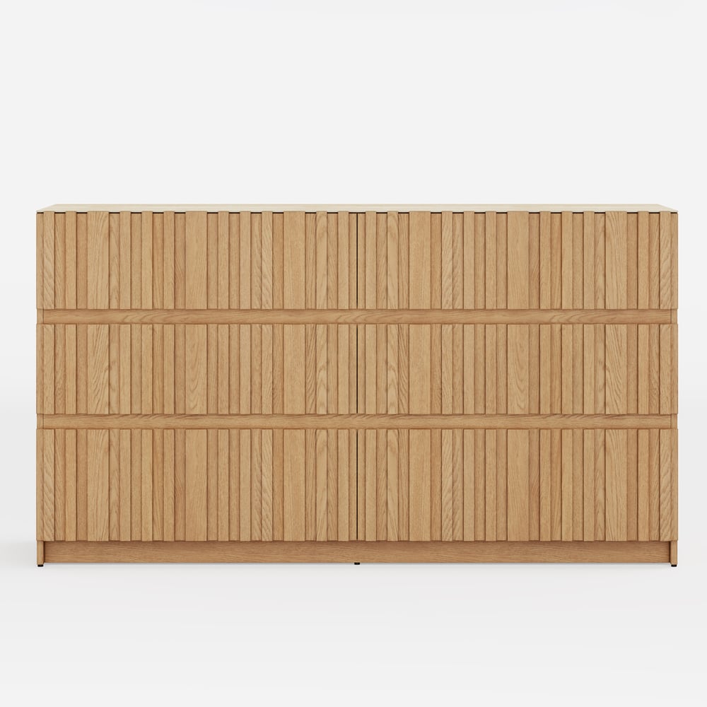 Aura 59" Natural Sintered Stone 6-Drawer Dresser with Lighting window image