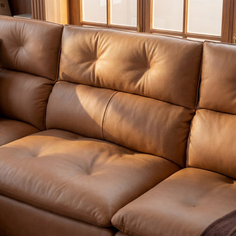 87" 2-Seater Genuine Leather Power Convertible Sleeper Sofa window image