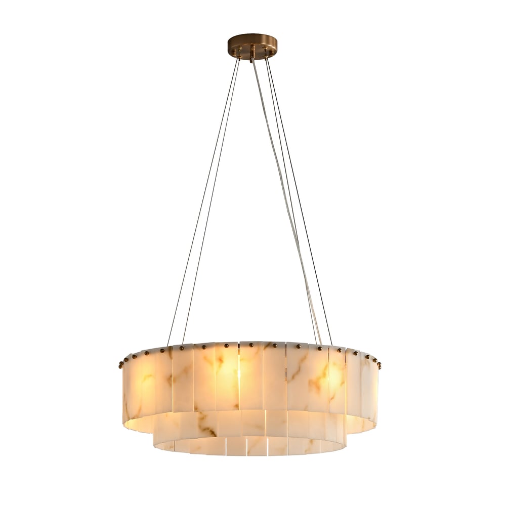 8-Light Tiered Chandelier Alabaster-Look 24" window image