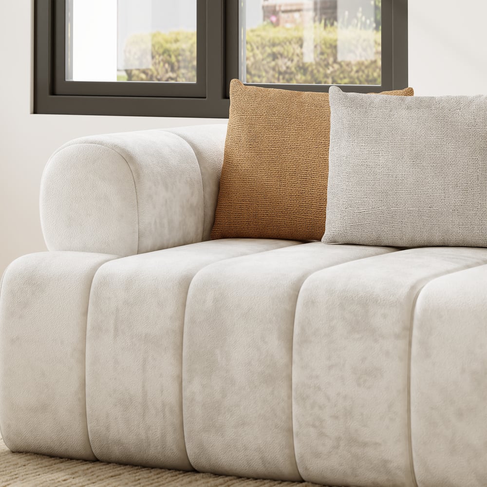 Nimbus 118" 4-Piece Channel Tufted Velvet Sectional Sofa with Ottoman window image