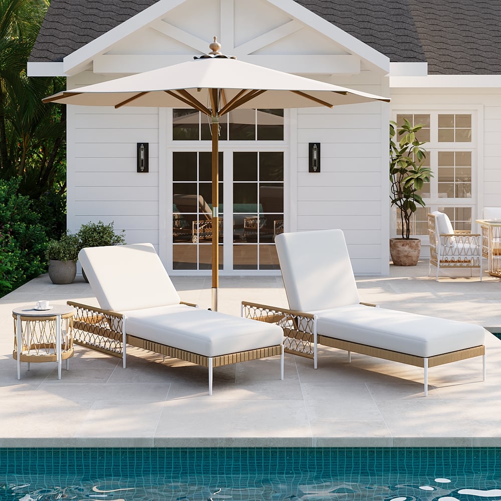 79.5" Ropipe Outdoor Rope-Woven Lounge Chair with Adjustable Backrest & Wheels window image