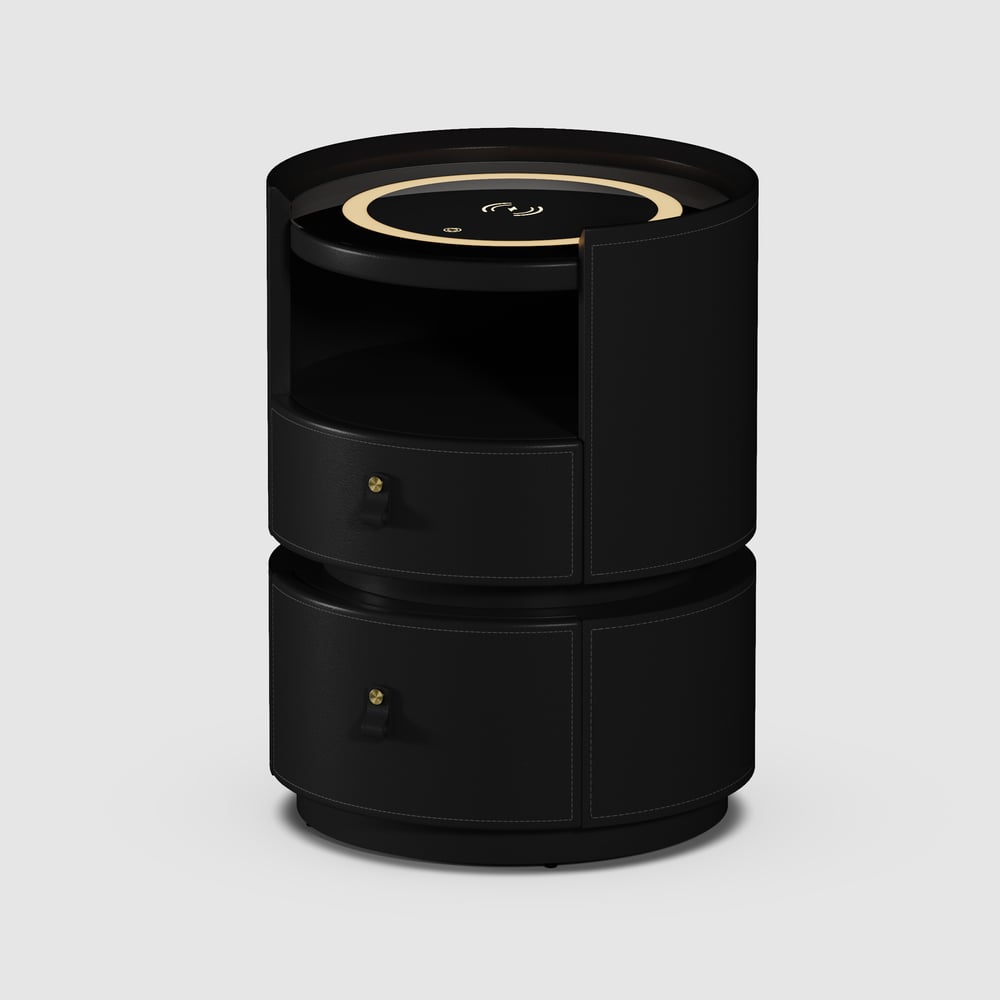 Modern Saddle Leather Smart  LED Nightstand window image