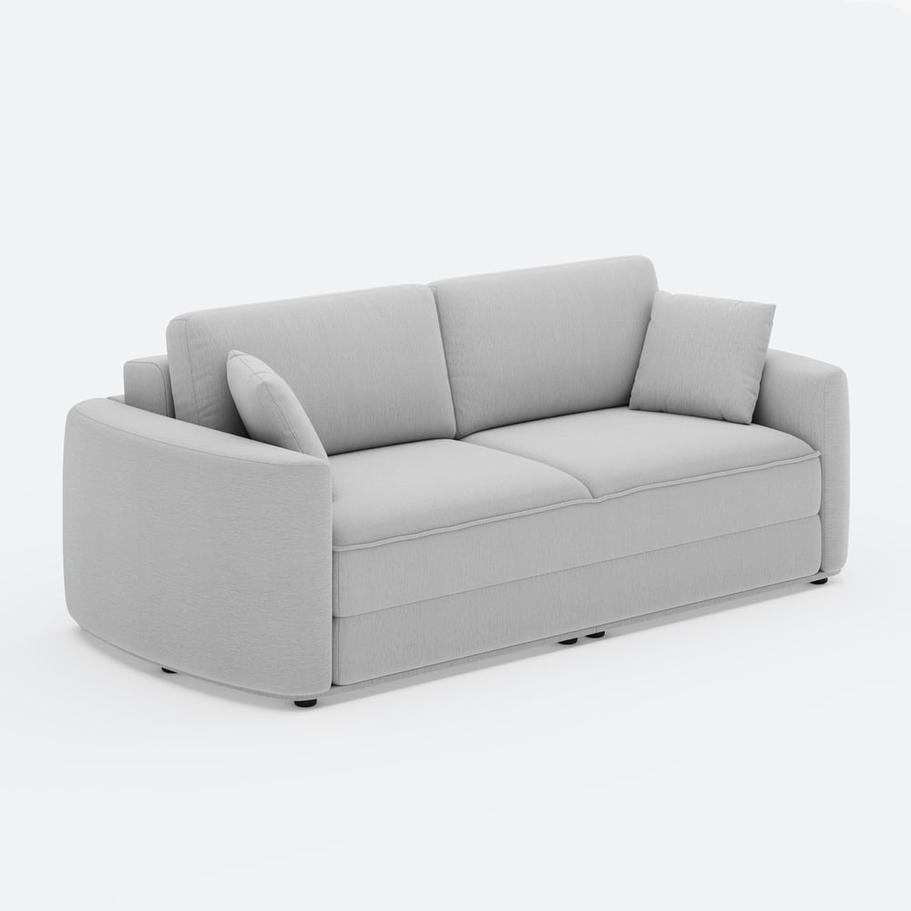 80" Queen 3-Seater Chenille Fold-Down Sleeper Sofa with Removable Cover window image