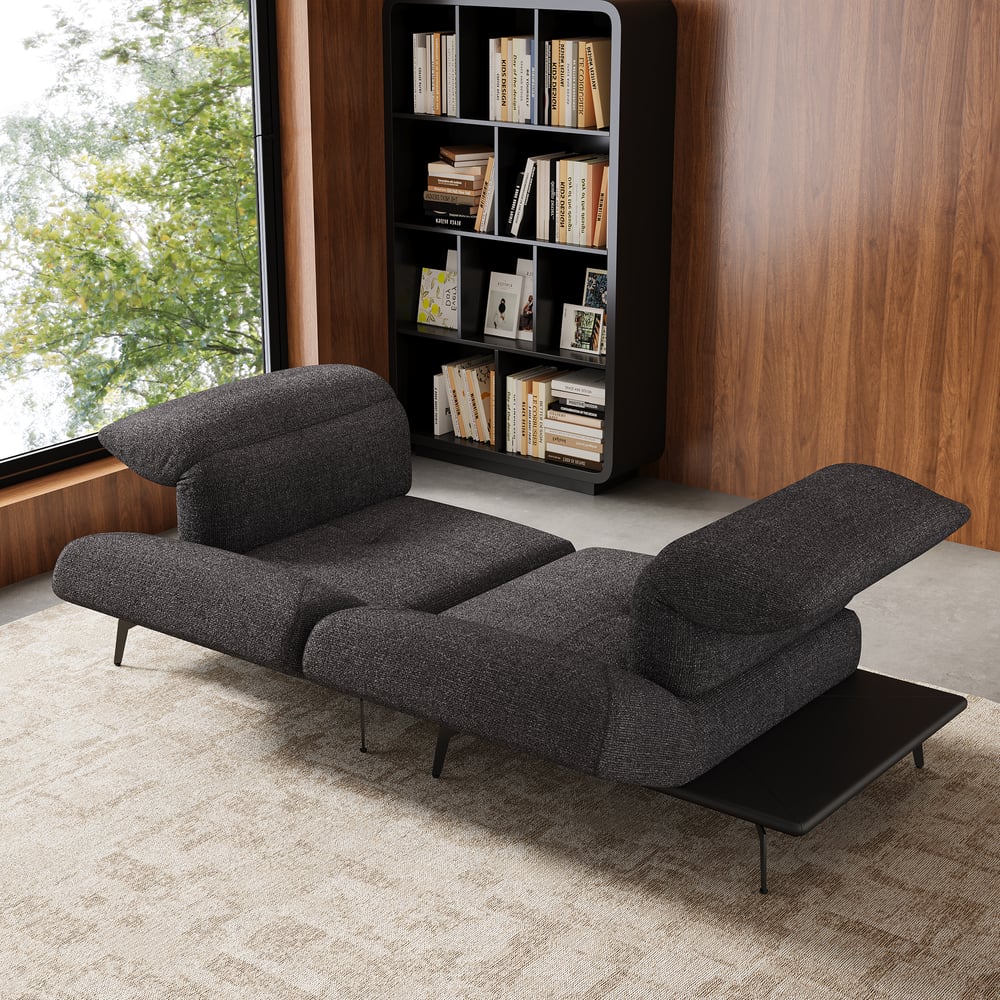 2-Piece Yarn-Dyed Fabric and Faux Leather Reclining Sectional Sofa window image