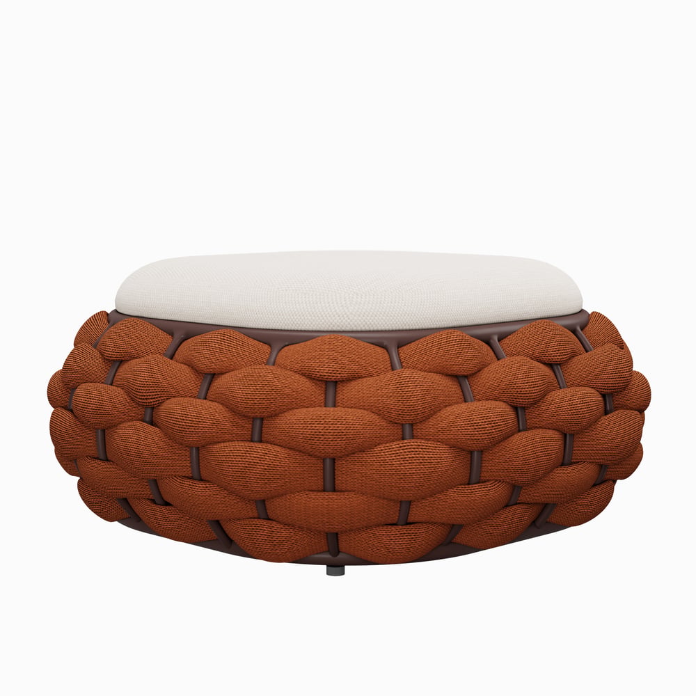 Cocaro Outdoor Hand-Woven Rope Footrest Storage Ottoman in Orange window image