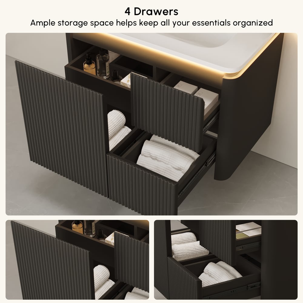 Modern 31.5" Floating Bathroom Vanity with Sink, Soft LED, Ample Storage window image