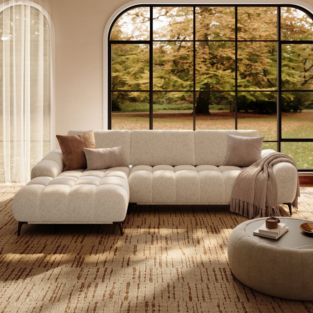 Chaise Chenille Adjustable Backrest Sectional Sofa window image