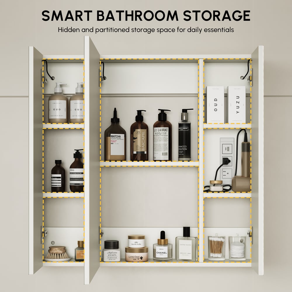 Modern 31.5" Wall-mounted LED Bathroom Medicine Cabinet Vanity Mirror with Storage window image