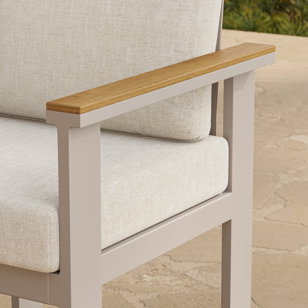 Tevara Outdoor Teak & Aluminium Dining Chairs in Sand, Set of 2 window image