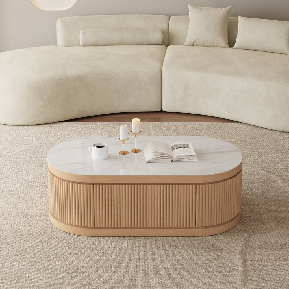 Velar 47"-67" Extendable Coffee Table with Sintered Stone Top and Storage window image