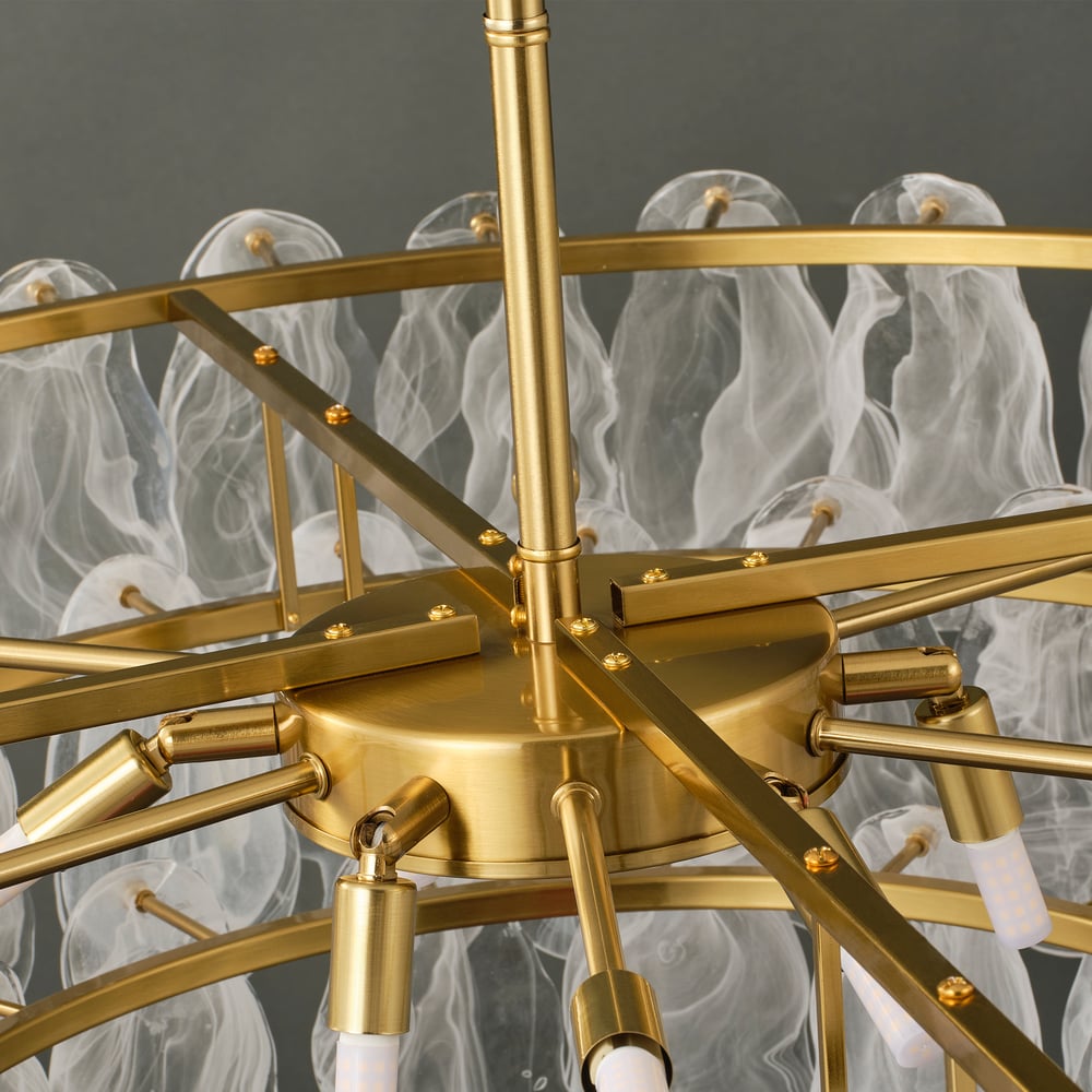 Cloude 100 cm 12-Light Glass Chandelier with Bulbs & Adjustable Height window image
