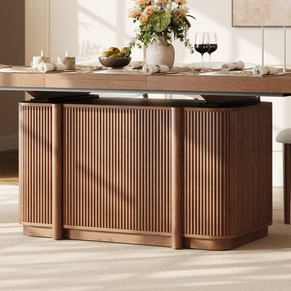 Lineva  71"–91" Extendable Wood 6–8 Seater Dining Table window image