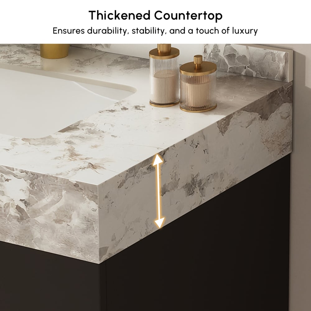 Mueble de baño Artis de 152cm de doble lavabo flotante con encimera de piedra sinterizada Imagen de ventana