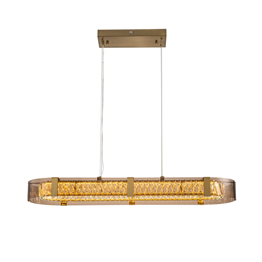 Linear Crystal Kitchen Island Pendant Light with Remote, 3-CCT Dimmable LED window image